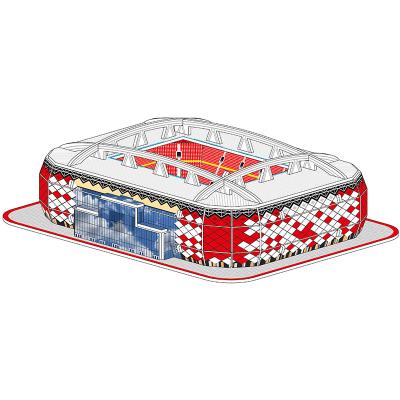 China 100% 1891-N Eco-friendly Red Soccer Stadium DIY 3D Paper Puzzle Kids For Toys for sale