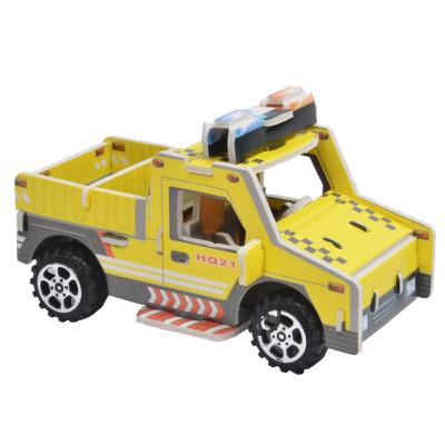 China 100% Engineering Series Boy's Car Simulation Car 3D Educational Children's Jigsaw Pullback Models Eco-friendly Car Toy for sale