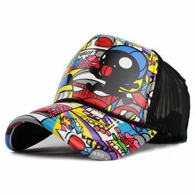 China Amazon Best Seller Cartoon Network JOINT Cool Colorful Trucker Caps Sunvisor Cool Hat Couple Printed Trucker Hat for sale