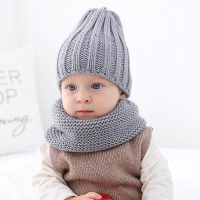 China Baby of 2021 Winter Knitted Acrylic Children's Hat and Scarf JOINT Logo Beanie Hat Scarf Set Custom Warm For Baby for sale