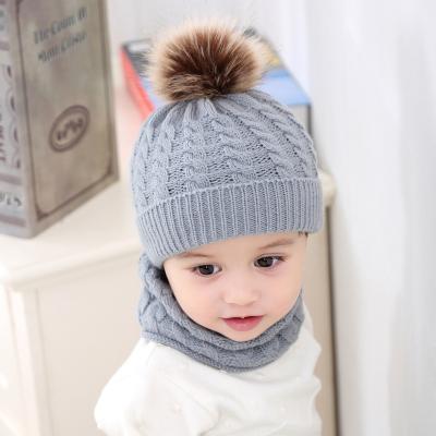 China Softly 2021 Winter Knitted Acrylic Kids Hat And Scarf Logo Pom Pom Beanie Hat Scarf Set Custom Made Warm For Baby for sale