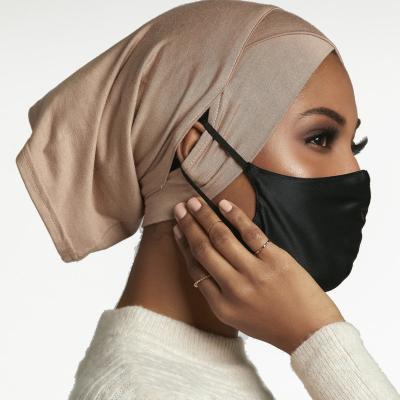 China RTS 2021 Custom High Quality Daily Hijab Hats Stretch Undercap Soft Cross Front Scarf Inner With Ear Hole for sale