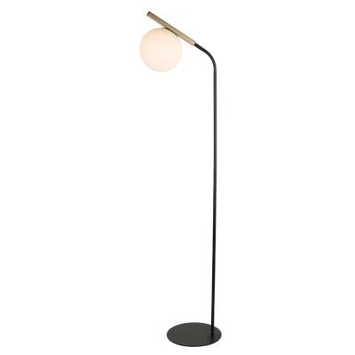 China Nordic Modern Minimalist Metal Black Bent Tube With Milky Glass Ball Floor Light For Room Corner Decoration for sale