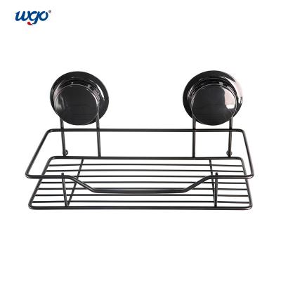 China Black WGO Storage Bath Caddy Shelf Suction / Glue Fix Rust Free for sale