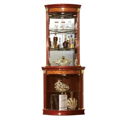 China High quality luxury corner cabinet living room home furniture wine display bar cabinet high gloss painting+smooth surface treatment with led light for sale