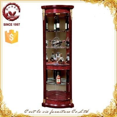 China High gloss painting+smooth surface treatment salon cabinet led wine display cabinet corner shelf with high gloss for sale