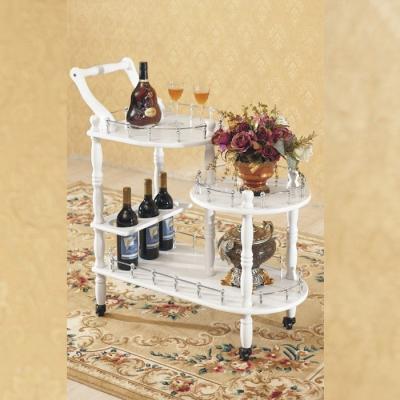 China Modern Kitchen Food Trolley Hotel Restaurant Trolley Wooden Dining Serving Wine Rack Trolley With Wheels for sale