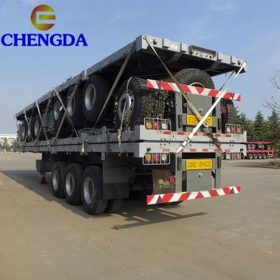 China Tractor Trailer Truck Price 3 Axle 40ft 20ft Container Flat Bed Chassis Skeleton Semi Trailer for sale