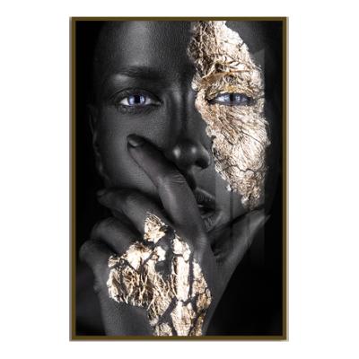 China New Direct African Modern Wall Art Porcelain Crystal Glass Painting of Classic/Postmodern Factory Woman Oil Painting for sale