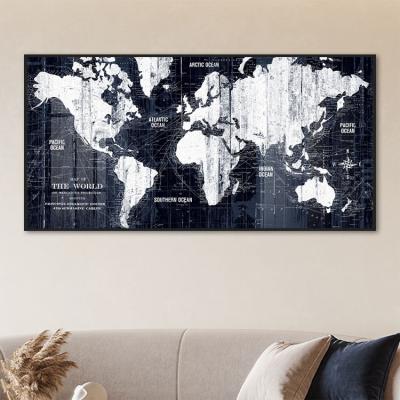 China Luxury Realistic 3d World Map Wall Art Canvas Home Painting for sale