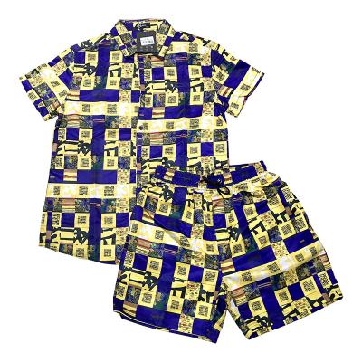 China New QUICK DRY Men Hawaiian Sets Printing 2023 Summer Shorts Sleeve Button Shirt Beach Shorts 2 Pieces Casual Men Set Hawaiian Shirt for sale