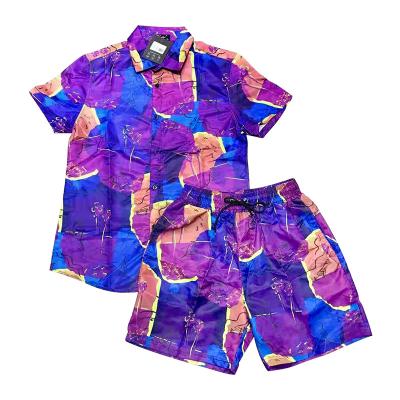 China QUICK DRY Casual Suit Beach Wear Men's Summer Two Piece Shorts Set Short Sleeve Shirts And Shorts Set for sale