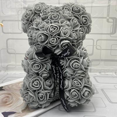 China Hot Selling PE Rose Bear Valentine Gift Teddy Foam Flower Lover Inch 25cm Flower Head Small 10 for sale