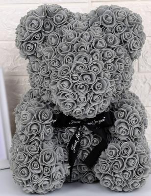 China Rose Bears Decorative Flowers Rose Bears With Box 30cm Flower Head Foam Bear Valentine Day Gift Teddy Rose for sale