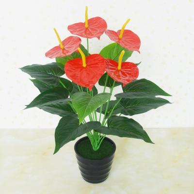 China Factory head simulation palm 18 bounsai home decoration 2021 good price hot selling bright red for sale