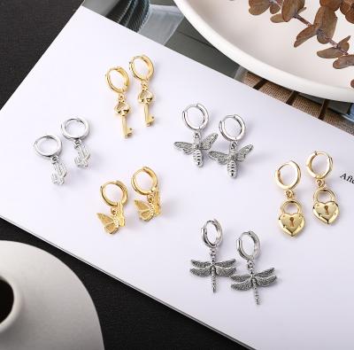 China Popular Dylam Gold Plated Cute Dragonfly Butterfly Cactus Key Earring Designer Earring Brands Earrings For Women 2021 Gift for sale