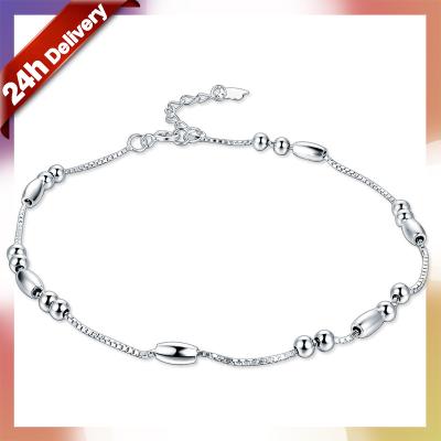 China FASHIONABLE Wholesale Sterling Silver Thin and Cute Dylam Simple Anklet Chain Anklets For Women Gift Sumber Beach for sale