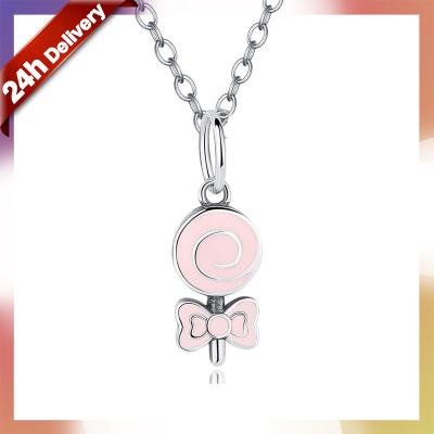 China Cute Dylam NO MOQ High Quality Lollipop Charm Pendants Cute Designer For Bangle Pink 925 Sterling Silver Candy Charms for sale