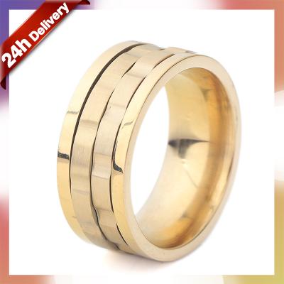 China Dylam TRENDY Hip Hop Ring Round Eternity Rings Antique Layered Gold Plated Stainless Steel Unisex Rotatable 9mm Ring for sale