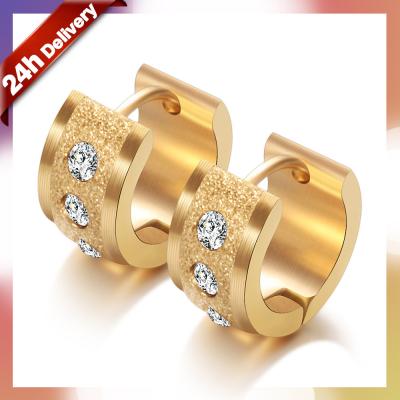 China Dylam Lead Free Nickel Free Statement Earrings Fashion Earring Vintage Circle Channel Gold Filled Women Rhinestone Hypoallergenic Stainless Earrings for sale