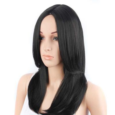 China Wholesale Middle Part Long Straight Bangs High Temperature Matte Straight Hair Synthetic Fiber Wig Silk Long Wig For Female for sale