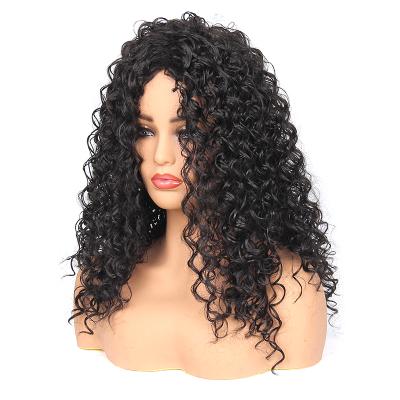 China Afro Wave Black Curly Human Hair High Temperature Synthetic Fiber Wigs Small With Long Frontal Hair for sale