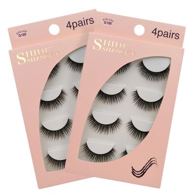 China Promotion New Natural 3d Mink Hair Long False Eyelashes 1-1.3cm 20g 4 Pairs Natural Dense Eyelashes for sale