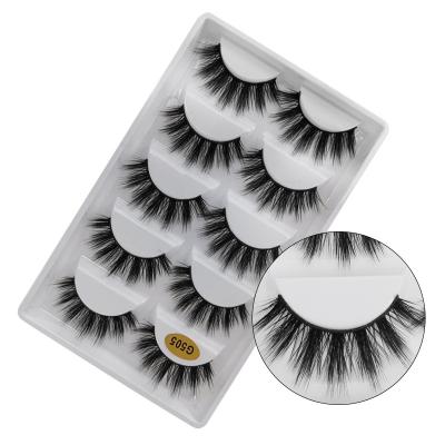 China 3D Logo Natural Custom Long Fake Mink 5 Pairs / Set False Eyelashes European And American Natural Thick Eyelashes Set for sale