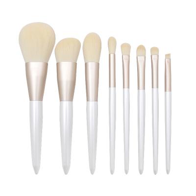 China Skin-Friendly Makeup Brush Set Customized 8 Pearl White Base Makeup Brush High End Wood Wholesale Customized Brush Set for sale