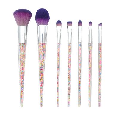 China Custom Skin-Friendly Super Soft Cute Synthetic Fiber Hair Tapered Handle Transparent Makeup Brush Set 7 Pcs for sale