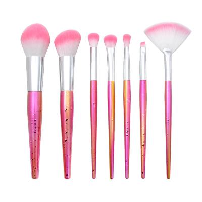 China Skin-friendly Color Gradient Tapered Water Drops Shape Plastic Handle 7 Pcs Multi Function Makeup Brush Set for sale