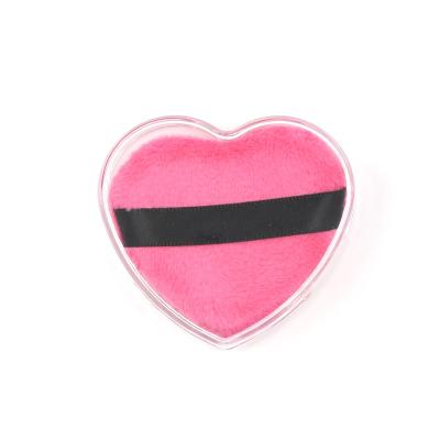 China New Design Skin-friendly Cotton Makeup Heart-shaped Ultra Soft Bilateral Cosmetic Powder Puff With Tape for sale