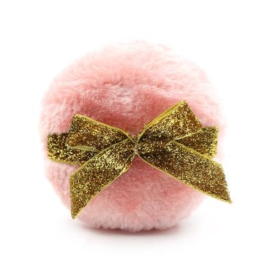 China Unique Design China Manufacturer Cute Pink Loose Powder Makeup Puff With Bowknot Ribbon for sale