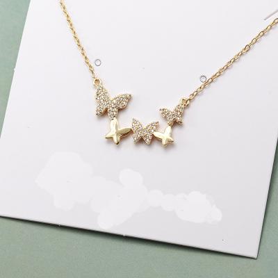 China Fashion CLASSIC Jewelry The Source Factory Direct Wholesale Gold Plated Butterfly Zircon Necklace for sale