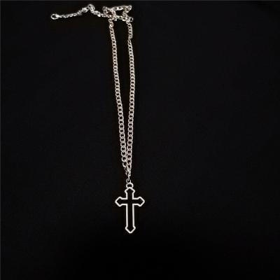 China RisingMoon Fashion Street Style Silver Cool Vintage Gothic Hollow Cross Pendant Necklace for sale