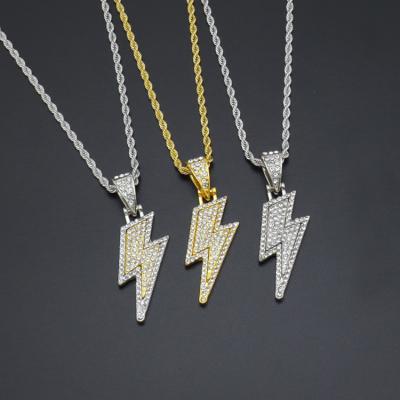 China Fashion RisingMoon 3 Colors Combine Zircon Lightning Necklace Men's Hip Hop Party Accessories Pendant Necklace for sale