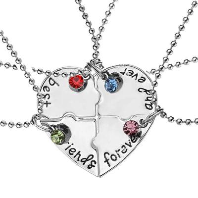 China RisingMoon Best Friends Pendant Necklace Crystal Friendship Chain 4 TRENDY Love Forever Patchwork Necklace for sale