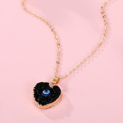 China Hot Sale CLASSIC Geometric Turkish Necklace Resin RisingMoon Irregular Evil Eyes Blue Eye Necklace for sale