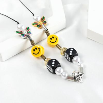 China Hot Sale Hiphop Butterfly Necklace Skull Necklace With Dies Bead Necklace for sale