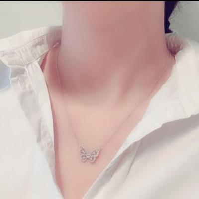 China CLASSIC Elegant Gold Plating Crystal Rhinestone Butterfly Necklace for sale