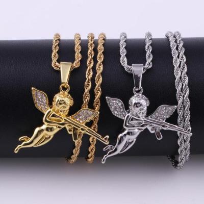 China Hot Sale Hiphop Revenge Angel Necklace Pendant Men And Women Hip Hop Accessories for sale