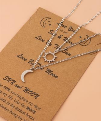 China New Simple Creative Lead Free Nickel Free Sun And Moon Lovers Necklace Stainless Steel Clavicle Necklace Set Of 2 Pieces for sale