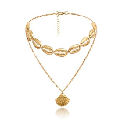 China CLASSIC Bohemia style alloy shell necklace, simple multilayer shell necklace for sale