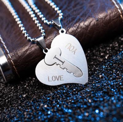 China Lock-opening CLASSIC heart-shaped key pendant stainless steel matching necklace for sale