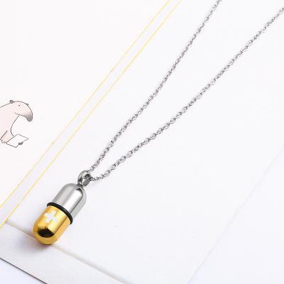 China CLASSIC Pill Capsule Necklace Stainless Steel Perfume Bottle Urn Removable Pendant for sale