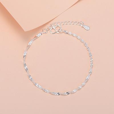 China RisingMoon 15+3cm CLASSIC Wave Bangle Silver Plated Copper Bracelet For Women Jewelry for sale