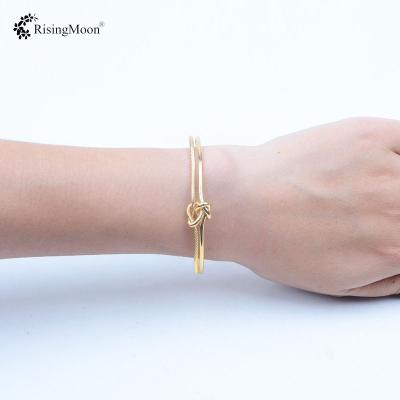 China Real Risingmoon Gold Plating Knot Bangle Bracelet CLASSIC For Fashion Women Jewelry for sale