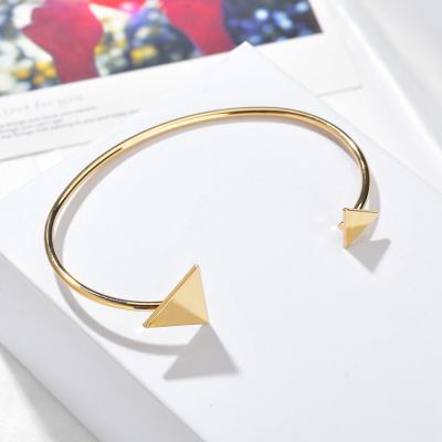 China BOHEMIA triangle high quality geometric open bracelet asymmetrical adjustable copper bracelet for sale