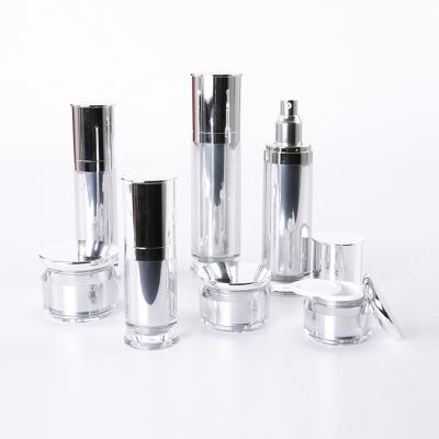 China Chemical round shape pump lotion bottle acrylic jar cosmetic bottle and jar for sale