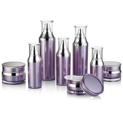 China Luxury Personal Care Cosmetic Lotion Bottles Set Purple Bottle Skin Care Package Candle Shoulder High End Bottle for sale